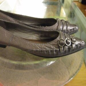 Arturo Chiang Bronze Metallic Pebbled Leather Flat